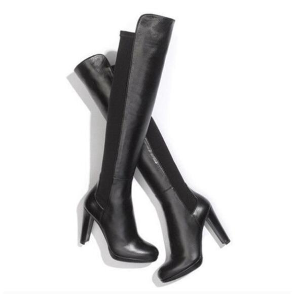 STUART WEITZMAN 5050 Highway Over The Knee Leather Boots Black Sz 8.5 - Picture 1 of 9